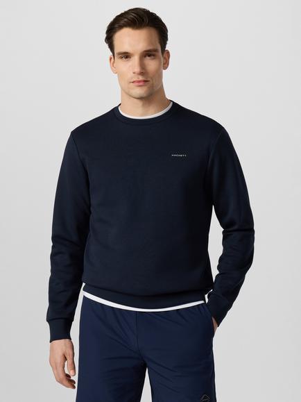 Hackett London Sport Essential Crew Neck Cotton Blend Sweatshirt, Navy, Navy