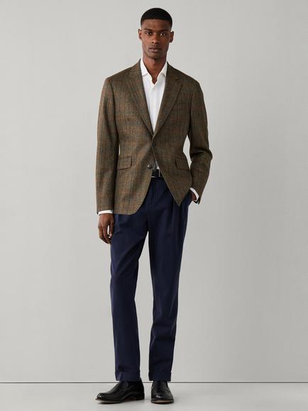 Hackett London Ascot Block Check Wool Cashmere Blend Blazer, Dark Green - view 2, Dark Green