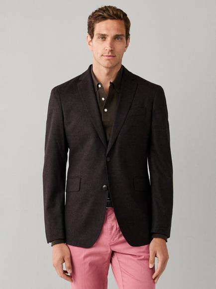 Hackett London Italian Wool Performance Flannel Blazer, Chocolate Brown