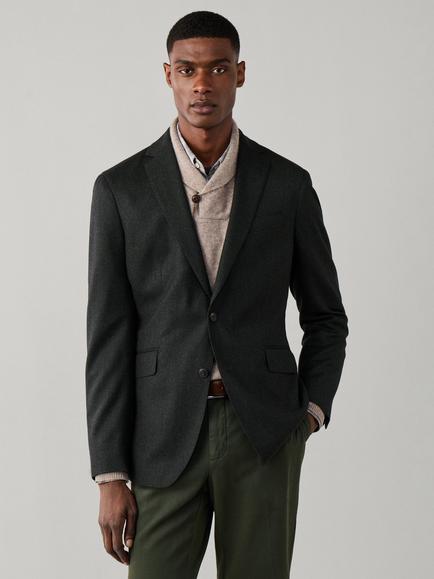 Hackett London Italian Wool Performance Flannel Blazer, Dark Green