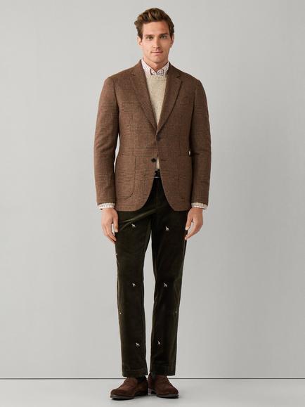 Hackett London Ascot Block Check Wool Blend Blazer, Brown - view 2, Brown