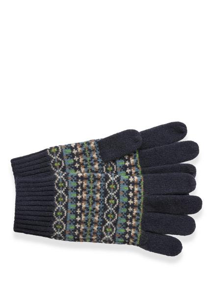Celtic & Co. Fair Isle Merion Wool Gloves, Green/Navy, Green/Navy