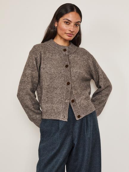 Celtic & Co. Cotton Blend Cardigan, Dark Taupe, Dark Taupe