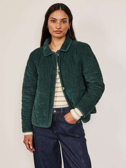Celtic & Co. Quilted Corduroy Jacket, Teal - view 2, Teal