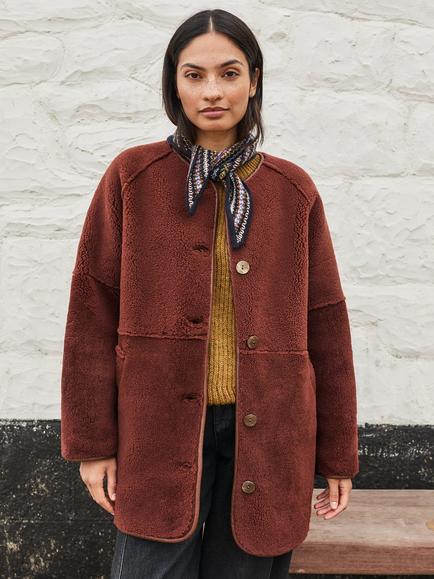 Celtic & Co. Wool Out Long Line Jacket, Rust, Rust