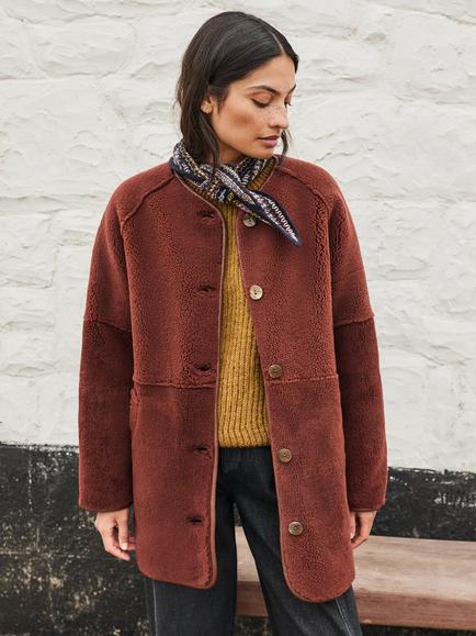 Celtic & Co. Wool Out Long Line Jacket, Rust - view 2, Rust