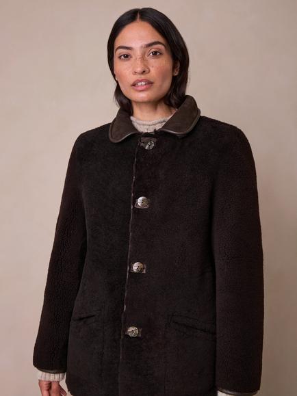 Celtic & Co. Classic Reversible Sheepskin Jacket, Chocolate, Chocolate