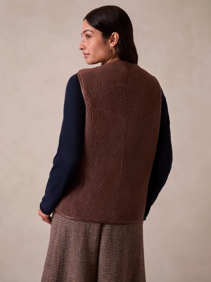 Celtic & Co. Reversible Sheepskin Gilet, Mudberry - view 2, Mudberry