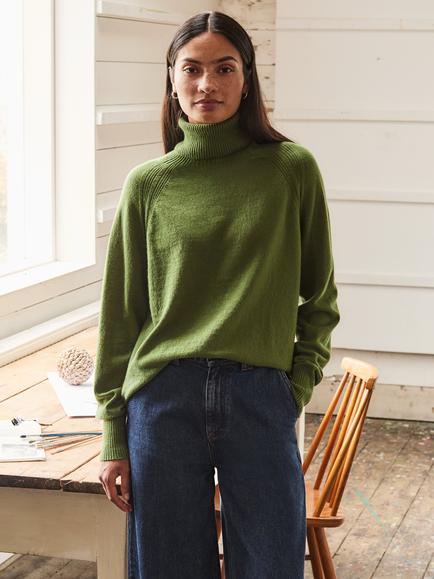 Celtic & Co. Geelong Slouch Roll Neck Jumper - view 2, Clover Green