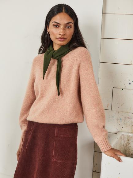Celtic & Co. Supersoft Weekend Wool Crew Neck Jumper, Peony Marl, Peony Marl