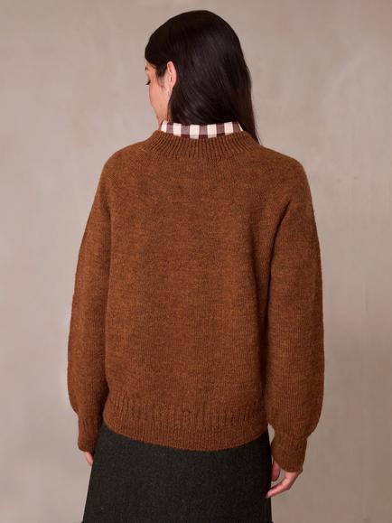 Celtic & Co. Pure Wool Gansey Stitch Crew Neck Jumper, Cinnamon - view 2, Cinnamon