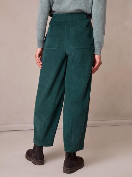 Celtic & Co. Baby Corduroy Cropped Barrel Leg Trousers, Teal - view 2, Teal
