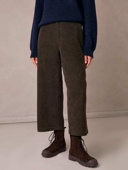Celtic & Co. Cotton Corduroy Crop Culottes, Chocolate, Black Olive