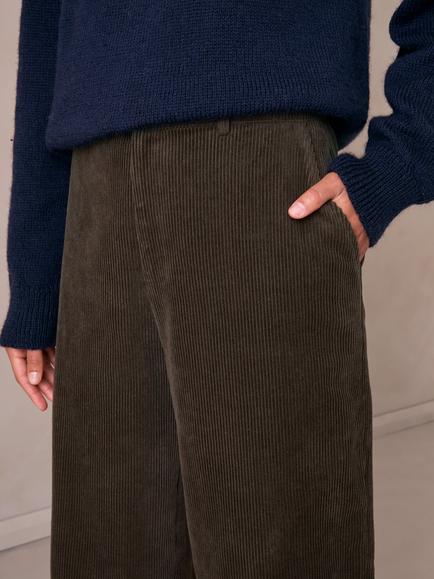 Celtic & Co. Cotton Corduroy Crop Culottes, Chocolate - view 2, Black Olive