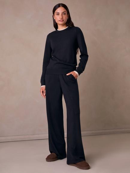 Celtic & Co. Pure Merino Wool Wide Leg Joggers, Navy, Navy