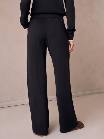 Celtic & Co. Pure Merino Wool Wide Leg Joggers, Navy - view 2, Navy