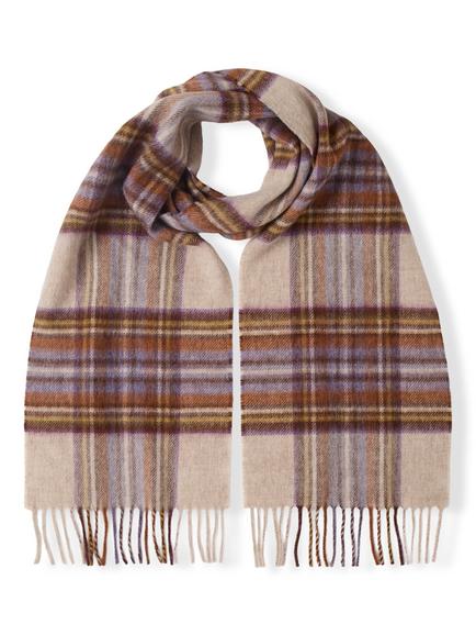 Celtic & Co. Pure Merino Wool Check Scarf, Oatmeal