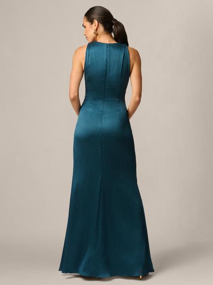 Adrianna Papell Adrianna By Adrianna Papell Crinkle Satin Maxi Dress, Blue Gem - view 2, Blue Gem