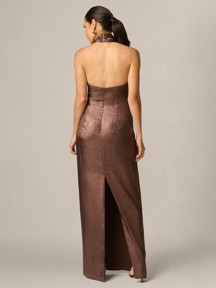 Adrianna Papell Adrianna By Adrianna Papell Foiled Chiffon Maxi Dress, Espresso - view 2, Espresso