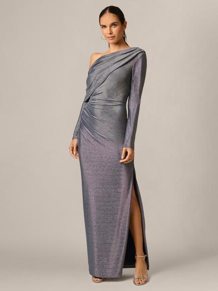 Adrianna Papell Metallic Knit Maxi Dress, Midnight Blue, Midnight Blue