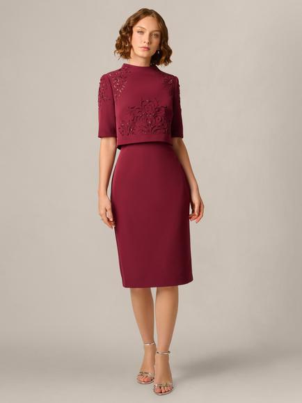 Adrianna Papell Stretch Crepe Dress, Mahogany, Mahogany