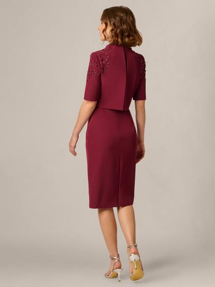 Adrianna Papell Stretch Crepe Dress, Mahogany - view 2, Mahogany