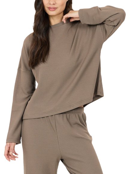 Athlecia Cardall Women's Waffle Sweatshirt, Greige, Greige
