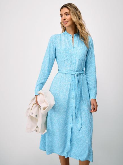 Crew Clothing Savannah Floral Print Midi Shirt Dress, Blue, Blue