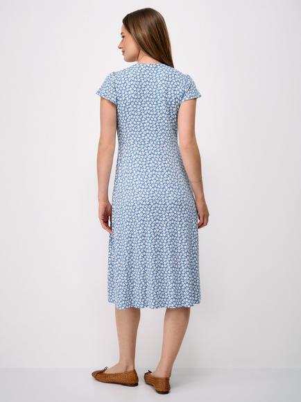 Crew Clothing Alyssia Button Through Meadow Floral Jersey Dress containing LENZING™ ECOVERO™ Viscose - view 2, Dark Blue