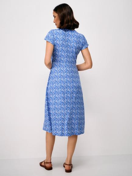Crew Clothing Alyssia Button Through Paisley Jersey Dress containing LENZING™ ECOVERO™ Viscose, Light Blue - view 2, Light Blue