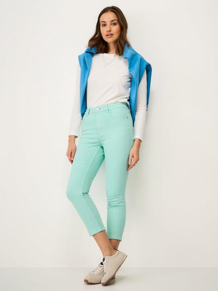 Crew Clothing Slim Fit Cropped Jeans, Turquoise Blue
