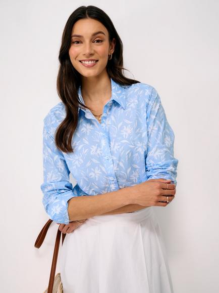 Crew Clothing Lulworth Cotton Poplin Shirt, Chambray Blue, Chambray Blue