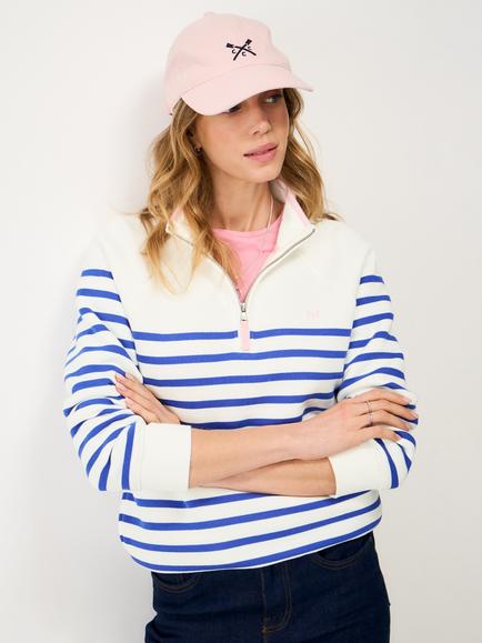 Crew Clothing Half Zip Sweatshirt, Blue Multi