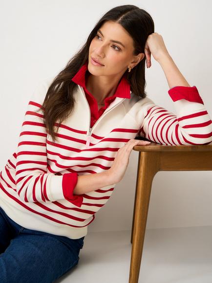 Crew Clothing Half Zip Sweatshirt, Cream