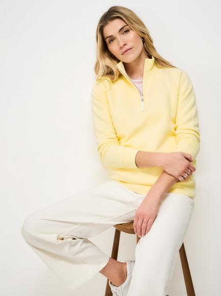Crew Clothing Half-Zip Sweatshirt, Lemon Yellow, Lemon Yellow