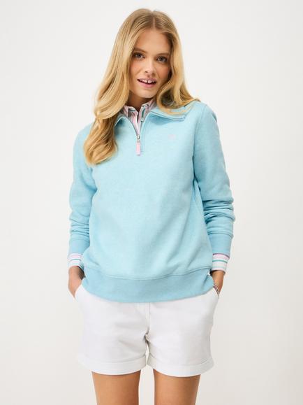 Crew Clothing Supersoft Cotton Blend Half Zip Sweatshirt, Light Blue, Light Blue