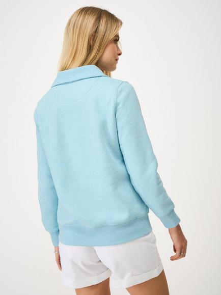 Crew Clothing Supersoft Cotton Blend Half Zip Sweatshirt, Light Blue - view 2, Light Blue