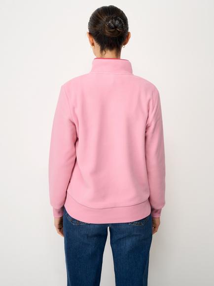Crew Clothing Micro Fleece Quarter-Zip Sweatshirt, Light Pink - view 2, Light Pink