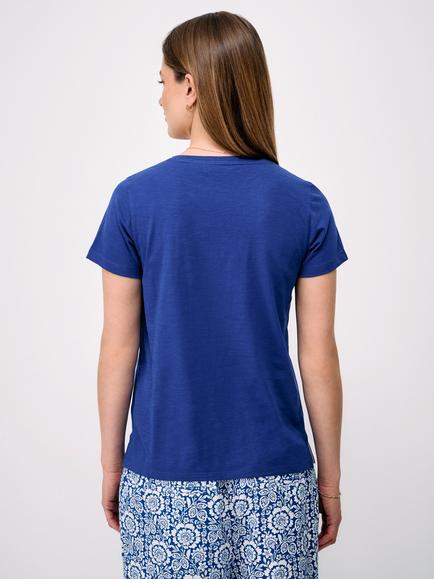 Crew Clothing Cotton-Slub Perfect V-Neck T Shirt - view 2, Dark Blue