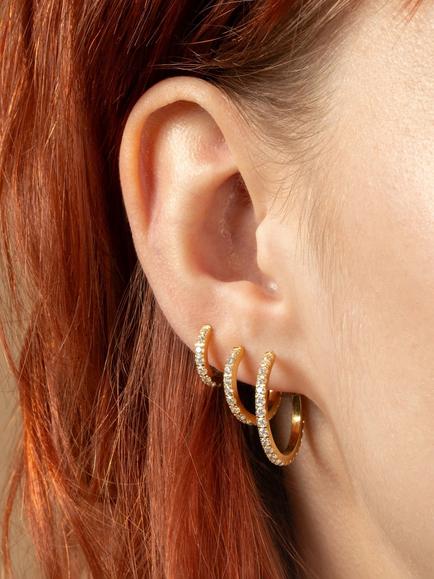 Tish Lyon Pavé Hoop Earrings - view 2, Gold