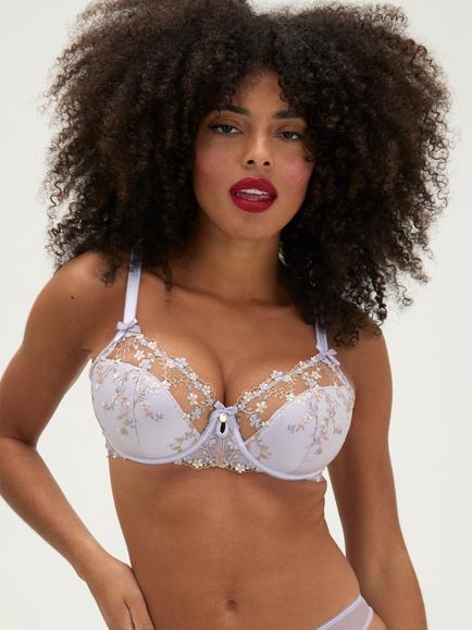 Boux Avenue Loretta Embroidered Padded Balconette Bra, Lilac, Lilac