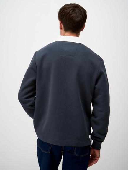 Crew Clothing Cotton Rich Regular Fit Rugby Sweatshirt, Navy Blue - view 2, Navy Blue