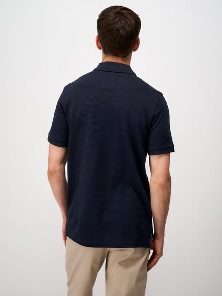 Crew Clothing Cotton Regular Fit Jacquard  Knit Polo Shirt, Navy Blue - view 2, Navy Blue