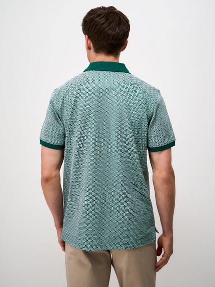 Crew Clothing Geo Print Pique Polo Shirt, Jade Green - view 2, Jade Green