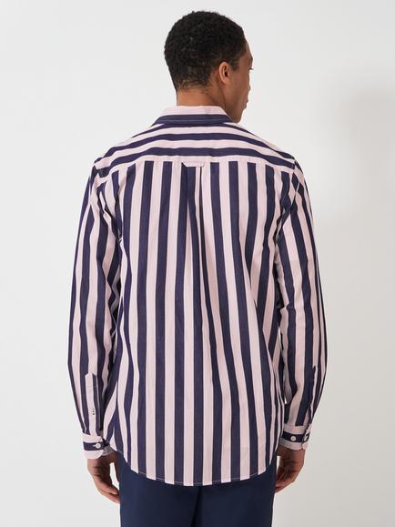 Crew Clothing Button Down Stripe Cotton Poplin Shirt - view 2, Light Pink