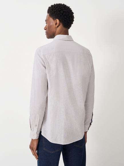 Crew Clothing Cotton Blend Grandad Collar Shirt, Stone - view 2, Stone