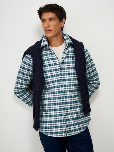 Crew Clothing Cotton Regular Fit Check Oxford Shirt, Navy Blue, Navy Blue