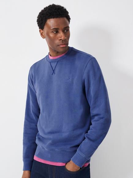 Crew Clothing Crew Neck Cotton Blend Sweatshirt, Dark Blue, Dark Blue