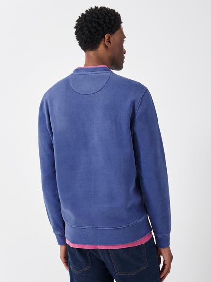 Crew Clothing Crew Neck Cotton Blend Sweatshirt, Dark Blue - view 2, Dark Blue