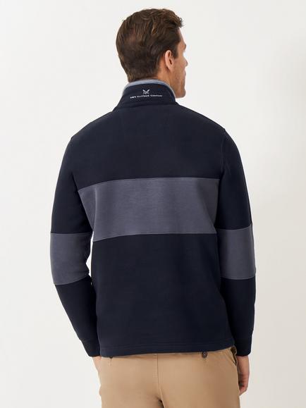 Crew Clothing Half Zip Cotton Blend Sweatshirt - view 2, Navy Blue